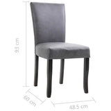 Dining Chairs 4 pcs Grey Faux Suede Leather - Low Angle