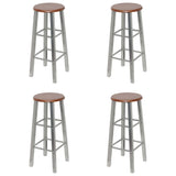 Bar Stools 4 pcs Silver and Brown MDF