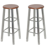 Bar Stools 4 pcs Silver and Brown MDF - Front View