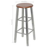 Bar Stools 4 pcs Silver and Brown MDF - 45-Degree Angle