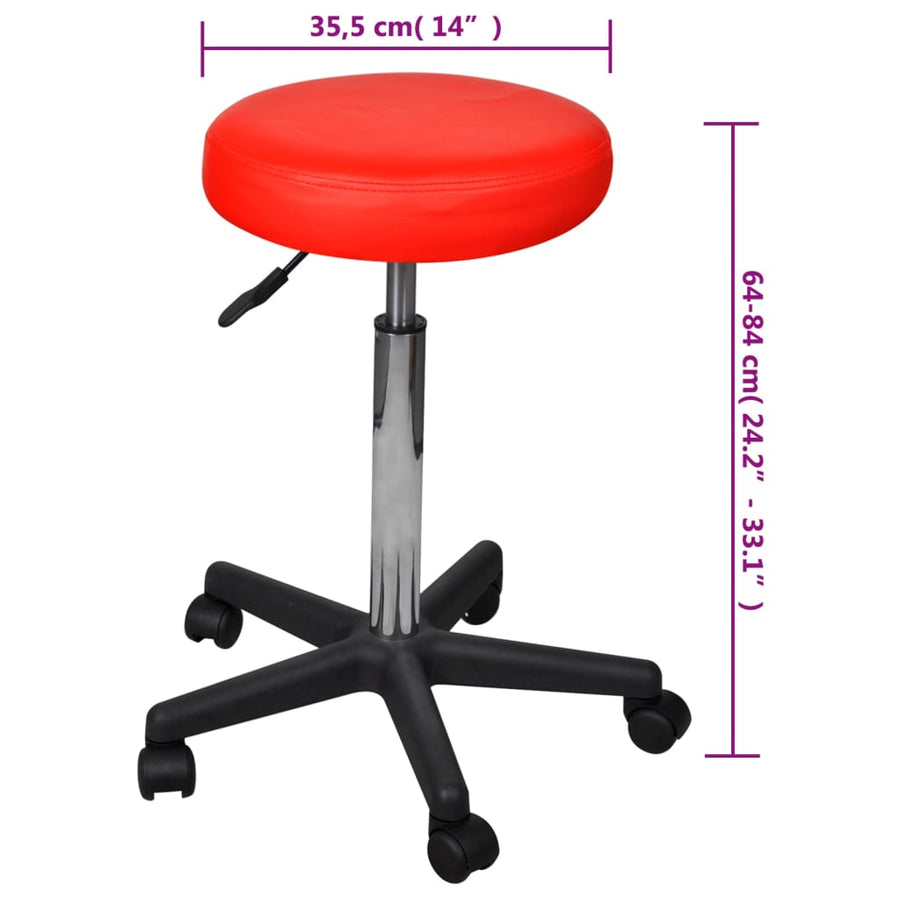 Office Stools 2 pcs Red 35,5x84 cm Faux Leather