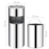 Ashtray Dustbin Hotel 30 L Stainless Steel - Rear View