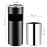 Ashtray Dustbin Hotel 30 L Steel Black - Rear View