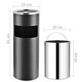 Ashtray Dustbin Hotel 30 L Steel Grey - Rear View