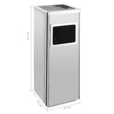 Ashtray Dustbin Hotel 36 L Stainless Steel - Low Angle