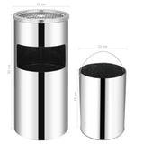 Wall Ashtray Dustbin Stainless Steel 26 L - Low Angle