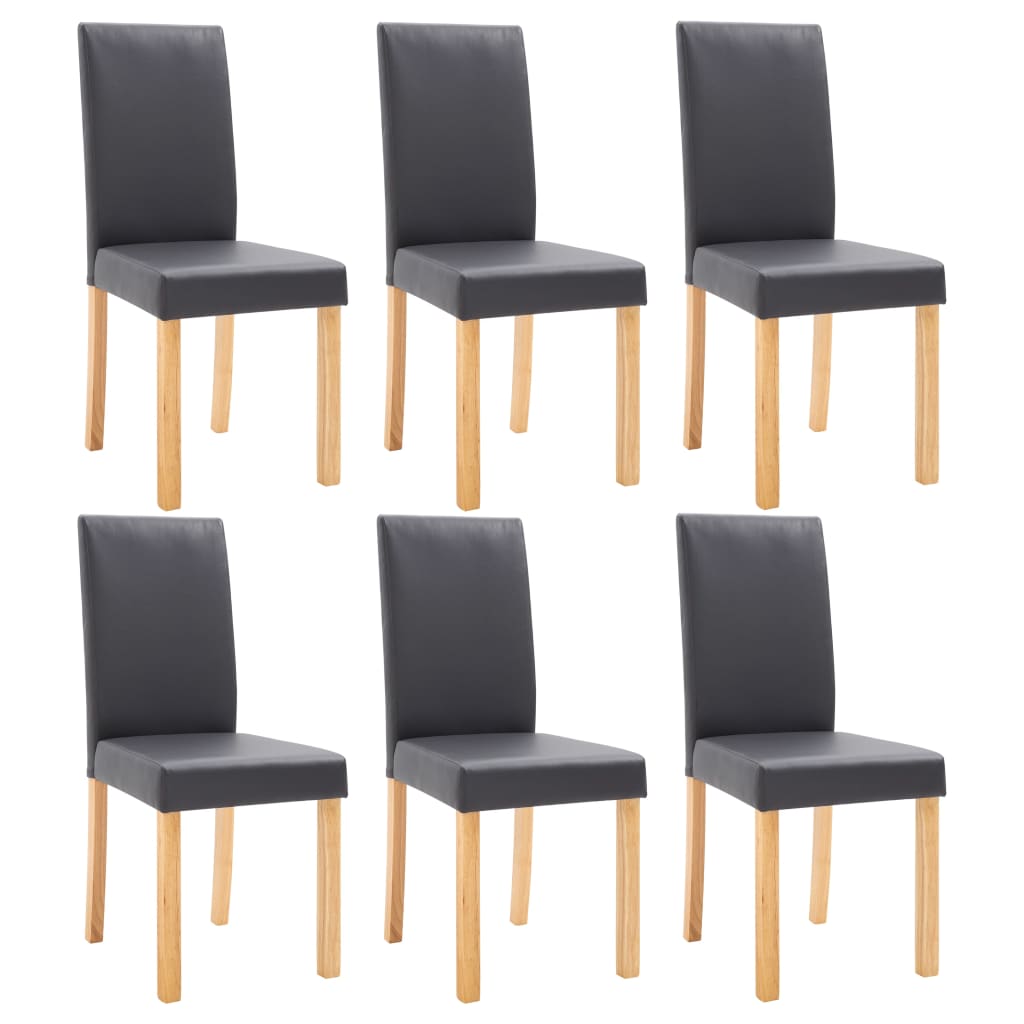 Dining Chairs 6 pcs Grey Faux Leather