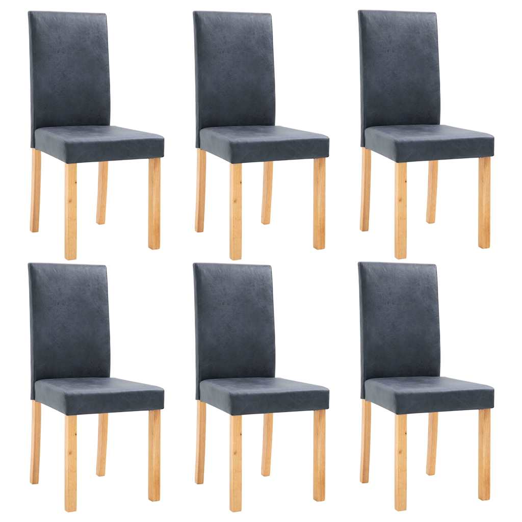 Dining Chairs 6 pcs Grey Faux Suede Leather
