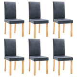 Dining Chairs 6 pcs Grey Faux Suede Leather - Front View