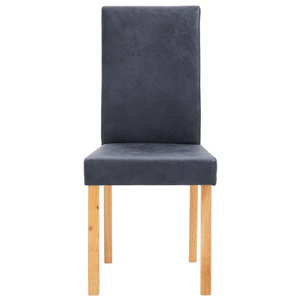 Dining Chairs 6 pcs Grey Faux Suede Leather