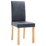 Dining Chairs 6 pcs Grey Faux Suede Leather - Top-Down View