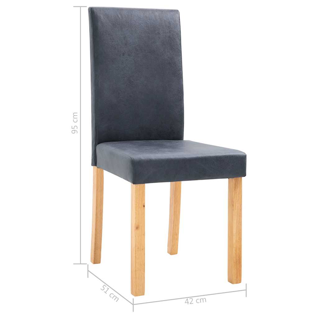 Dining Chairs 6 pcs Grey Faux Suede Leather