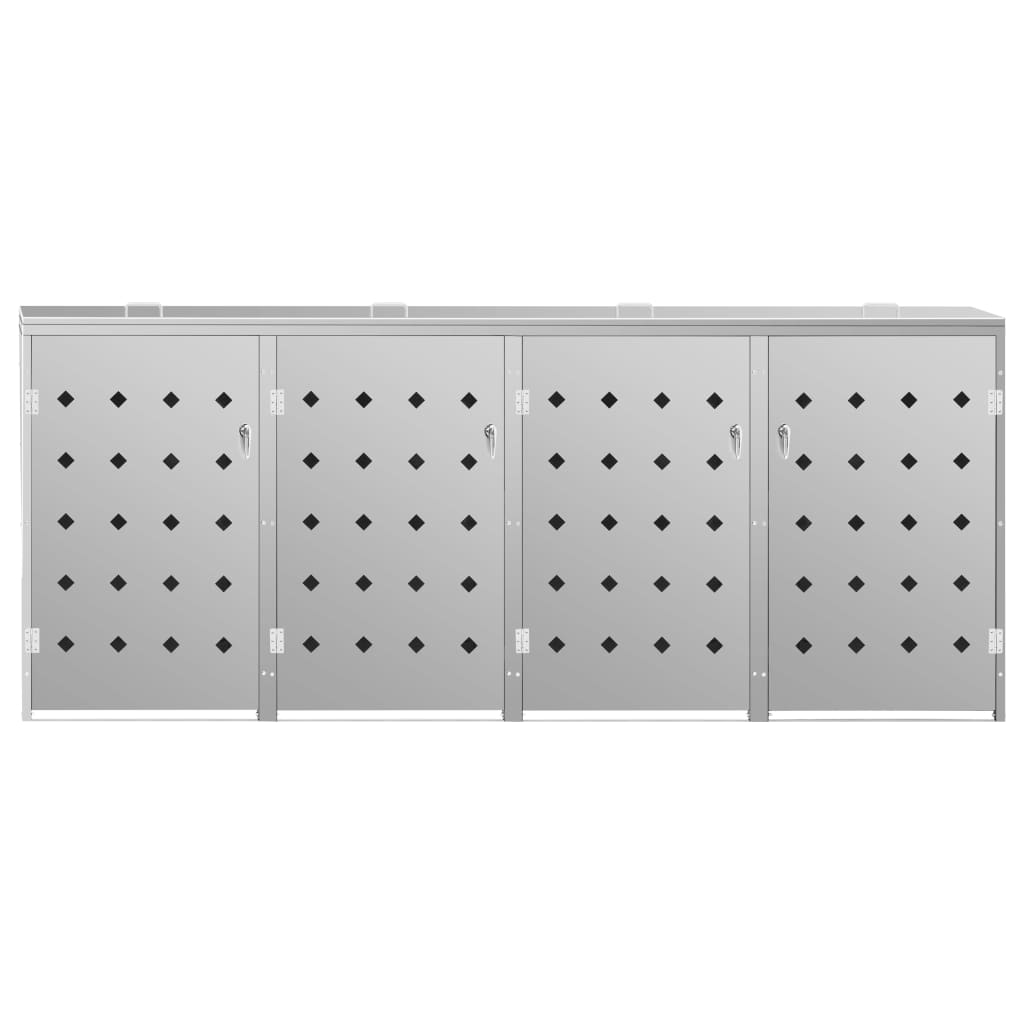 Quadruple Wheelie Bin Shed 240 L Stainless Steel