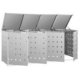 Quadruple Wheelie Bin Shed 240 L Stainless Steel - Low Angle