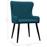Dining Chairs 2 pcs Blue Velvet - Close-Up Angle