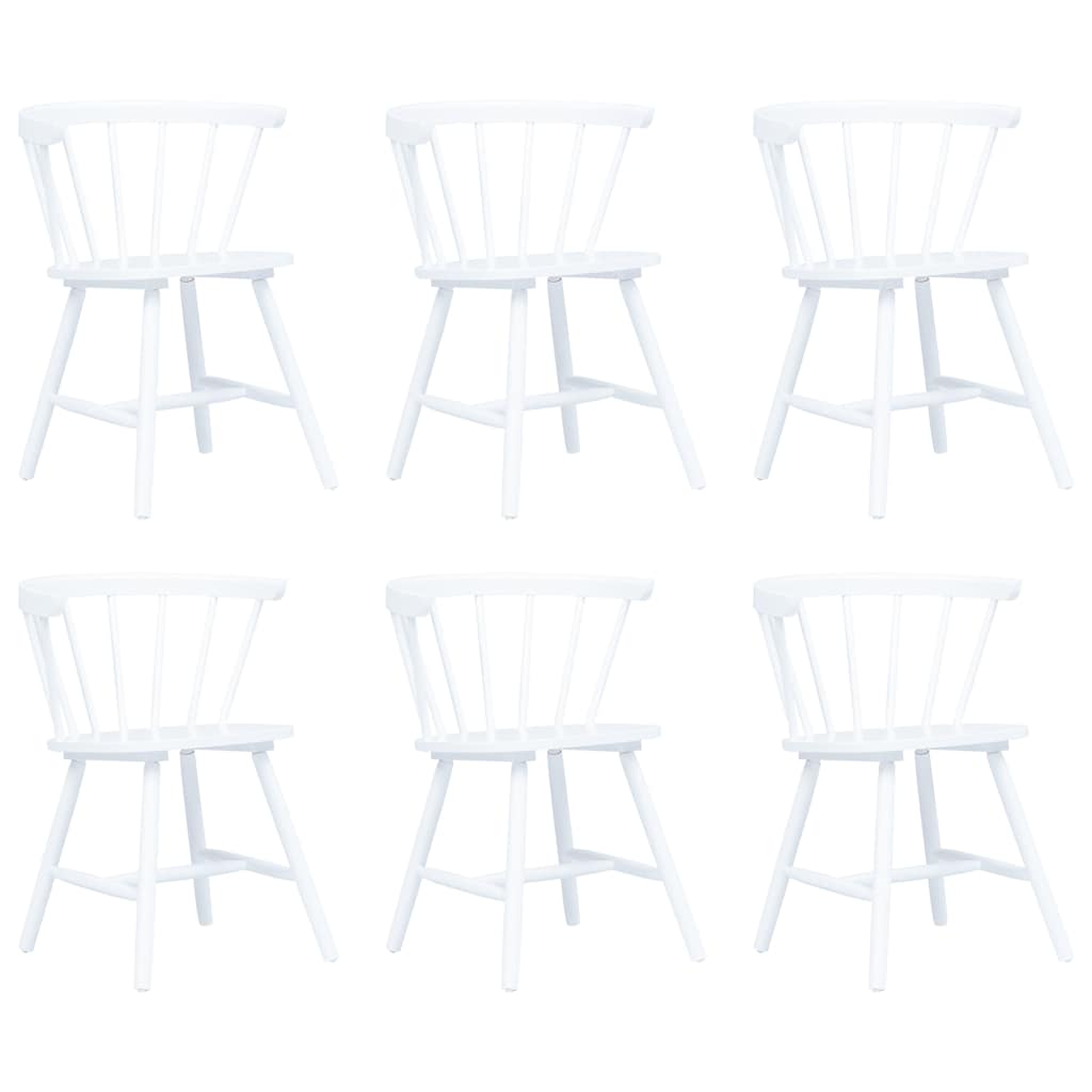 Dining Chairs 6 pcs White Solid Rubber Wood