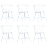 Dining Chairs 6 pcs White Solid Rubber Wood