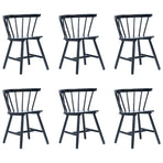 Dining Chairs 6 pcs Black Solid Rubber Wood