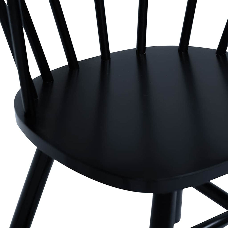 Dining Chairs 6 pcs Black Solid Rubber Wood