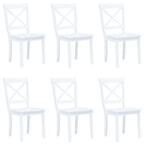 Dining Chairs 6 pcs White Solid Rubber Wood