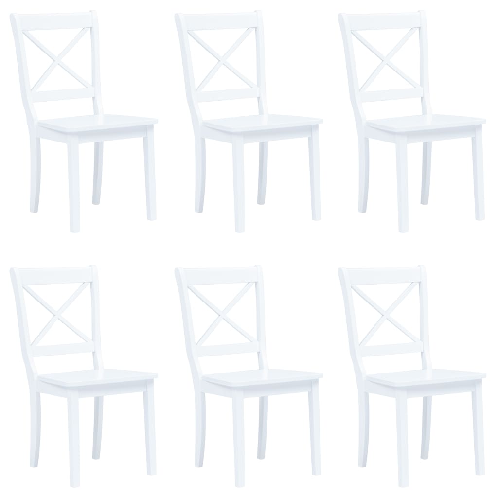 Dining Chairs 6 pcs White Solid Rubber Wood