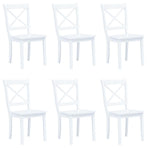 Dining Chairs 6 pcs White Solid Rubber Wood