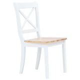 Dining Chairs 6 pcs White and Light Wood Solid Rubber Wood - Front View