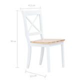 Dining Chairs 6 pcs White and Light Wood Solid Rubber Wood - Close-Up Angle