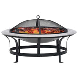 Outdoor Fire Pit with Grill Stainless Steel 76 cm - Front View