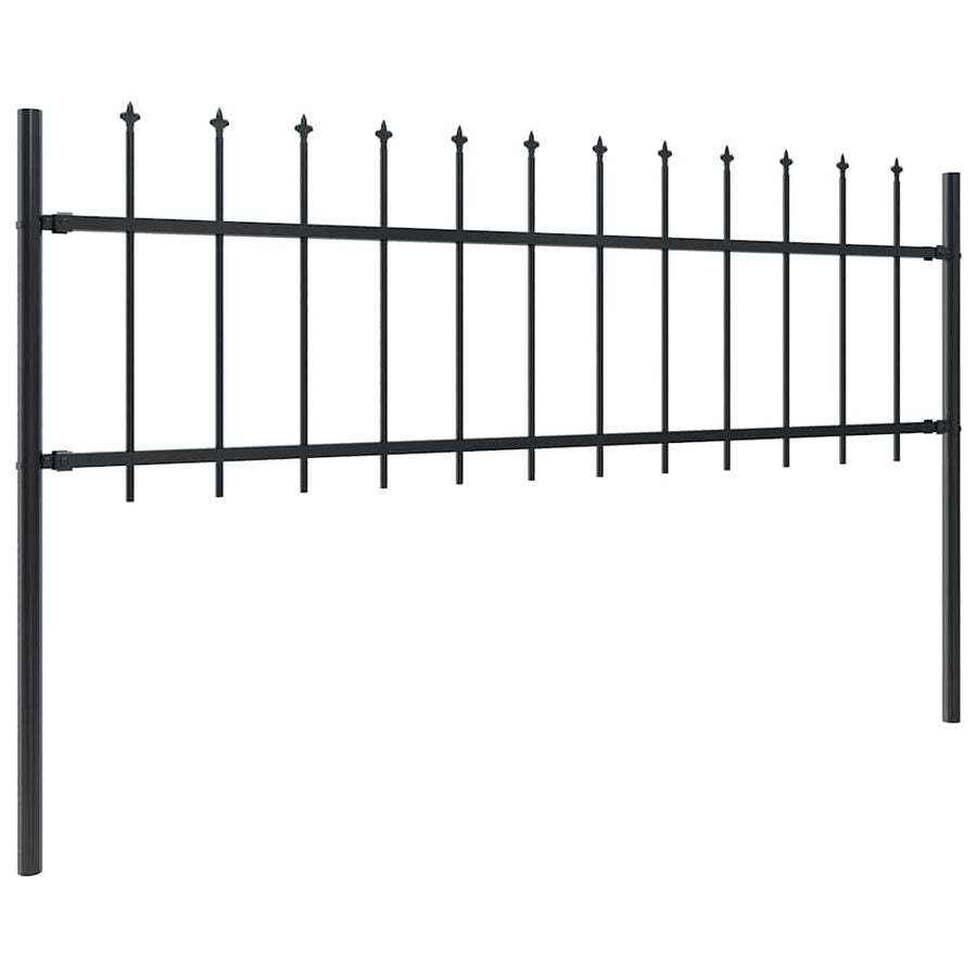 Garden Fence with Spear Top Steel 337x60 cm Black