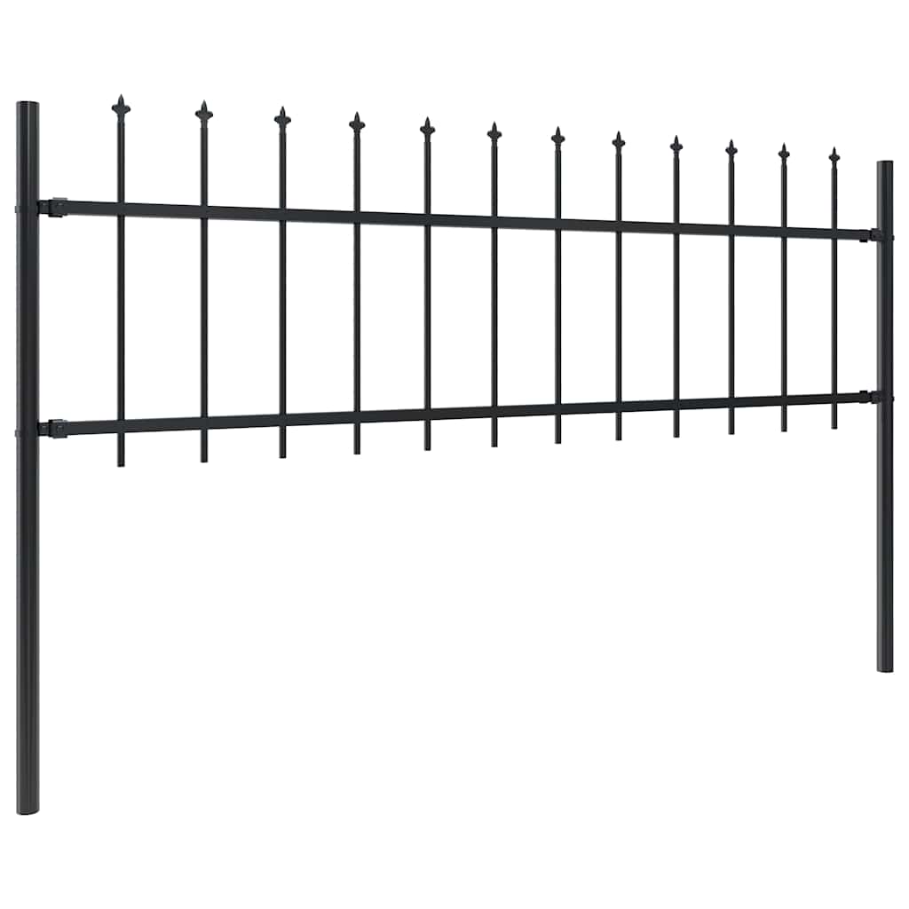 Garden Fence with Spear Top Steel 537x60 cm Black