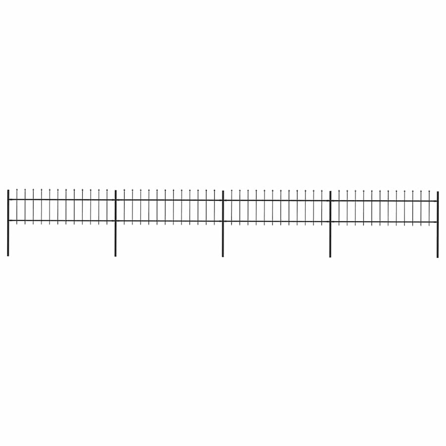 Garden Fence with Spear Top Steel 671x60 cm Black