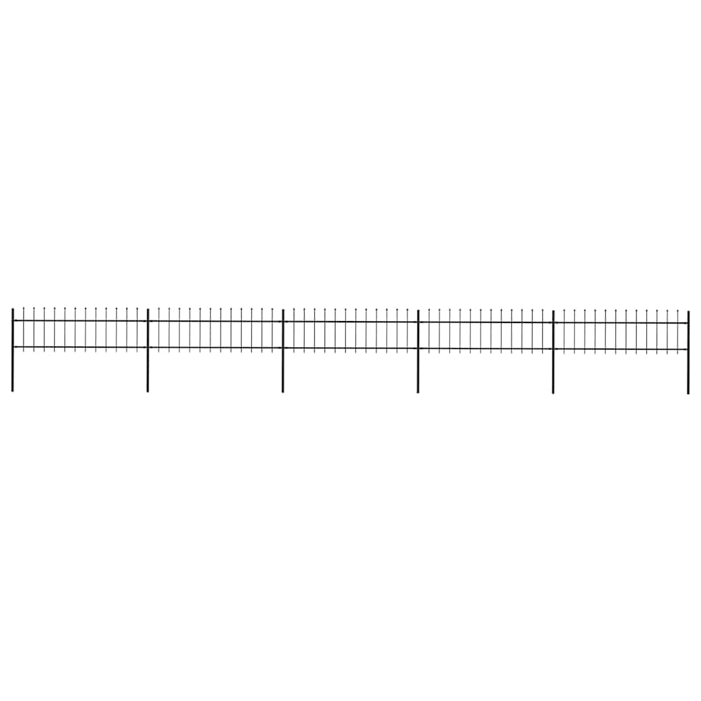 Garden Fence with Spear Top Steel 892.5x60 cm Black