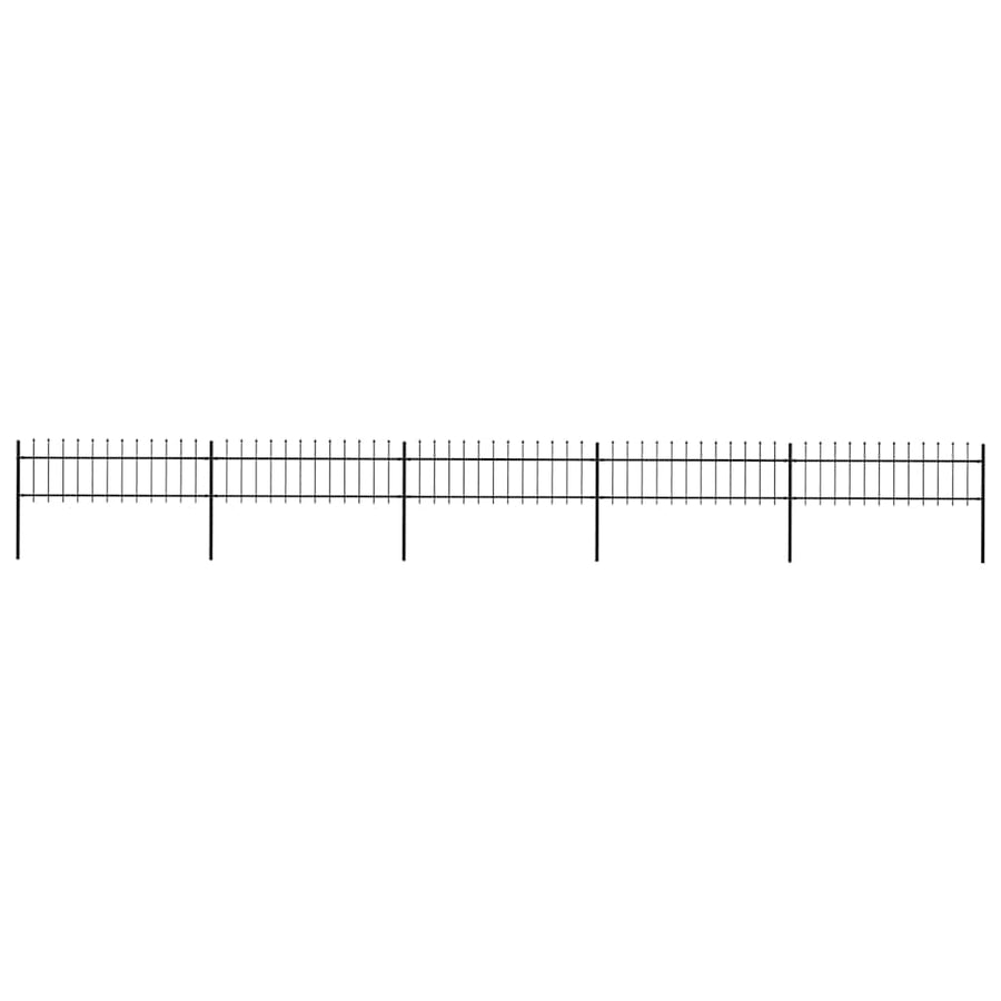 Garden Fence with Spear Top Steel 838x60 cm Black