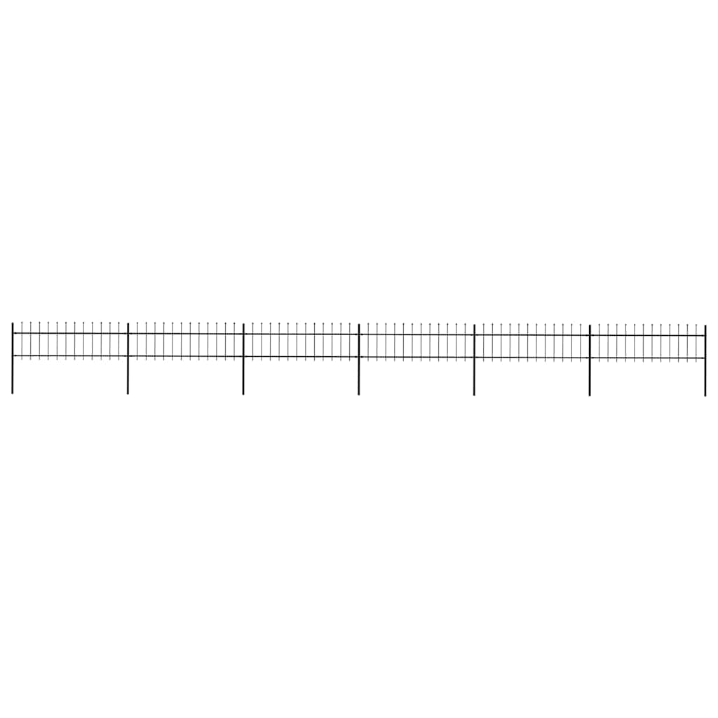 Garden Fence with Spear Top Steel 1070x60 cm Black