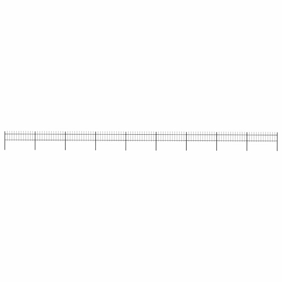 Garden Fence with Spear Top Steel 1506x60 cm Black