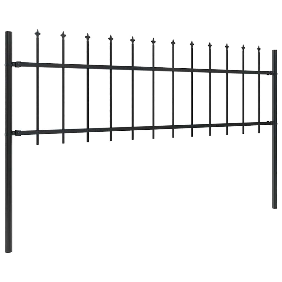 Garden Fence with Spear Top Steel 1506x60 cm Black