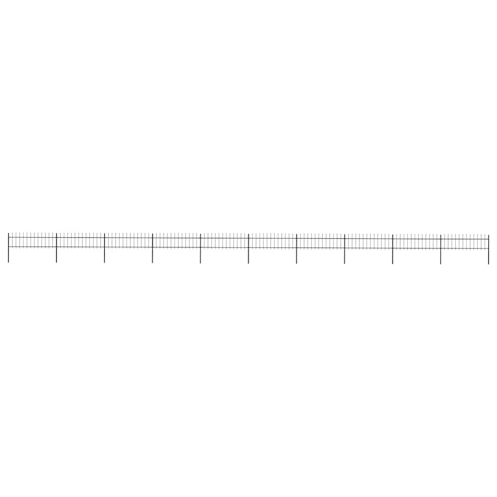 Garden Fence with Spear Top Steel 1781.5x60 cm Black
