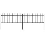 Garden Fence with Spear Top Steel 359x80 cm Black