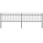 Garden Fence with Spear Top Steel 337x80 cm Black