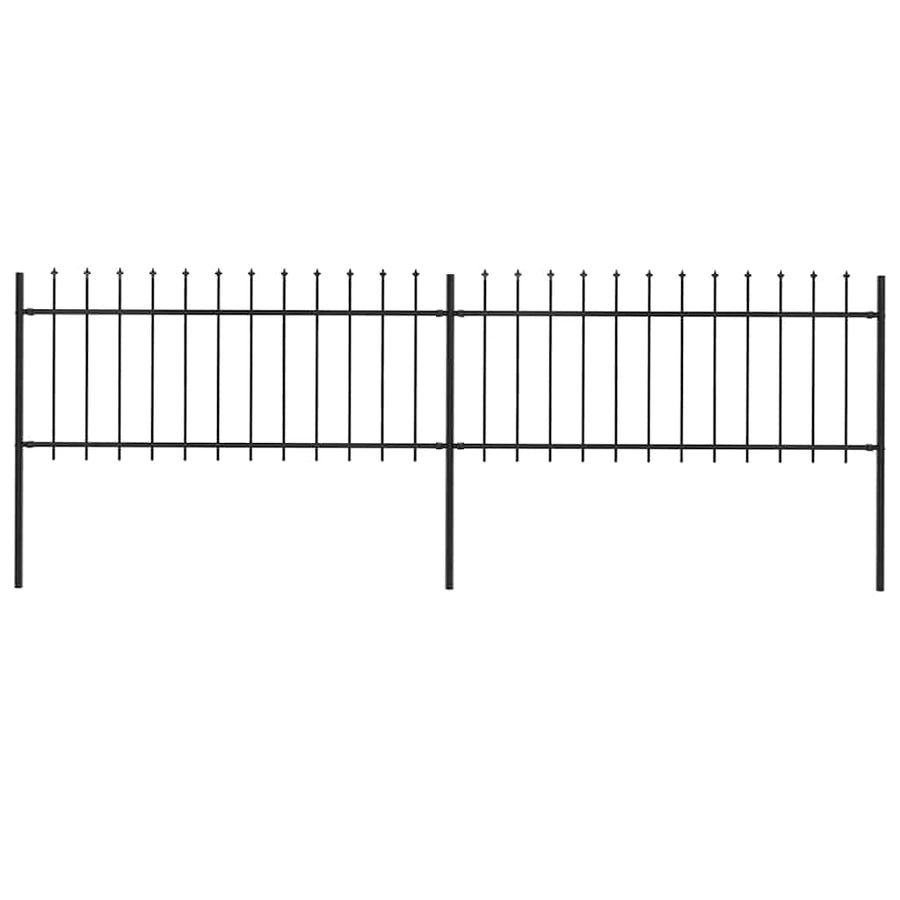 Garden Fence with Spear Top Steel 337x80 cm Black