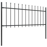 Garden Fence with Spear Top Steel 359x80 cm Black