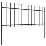 Garden Fence with Spear Top Steel 359x80 cm Black - Front View
