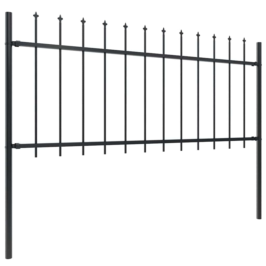Garden Fence with Spear Top Steel 337x80 cm Black