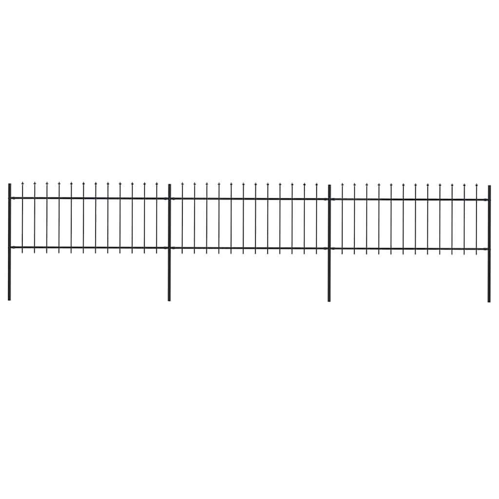 Garden Fence with Spear Top Steel 537x80 cm Black