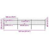 Garden Fence with Spear Top Steel 537x80 cm Black