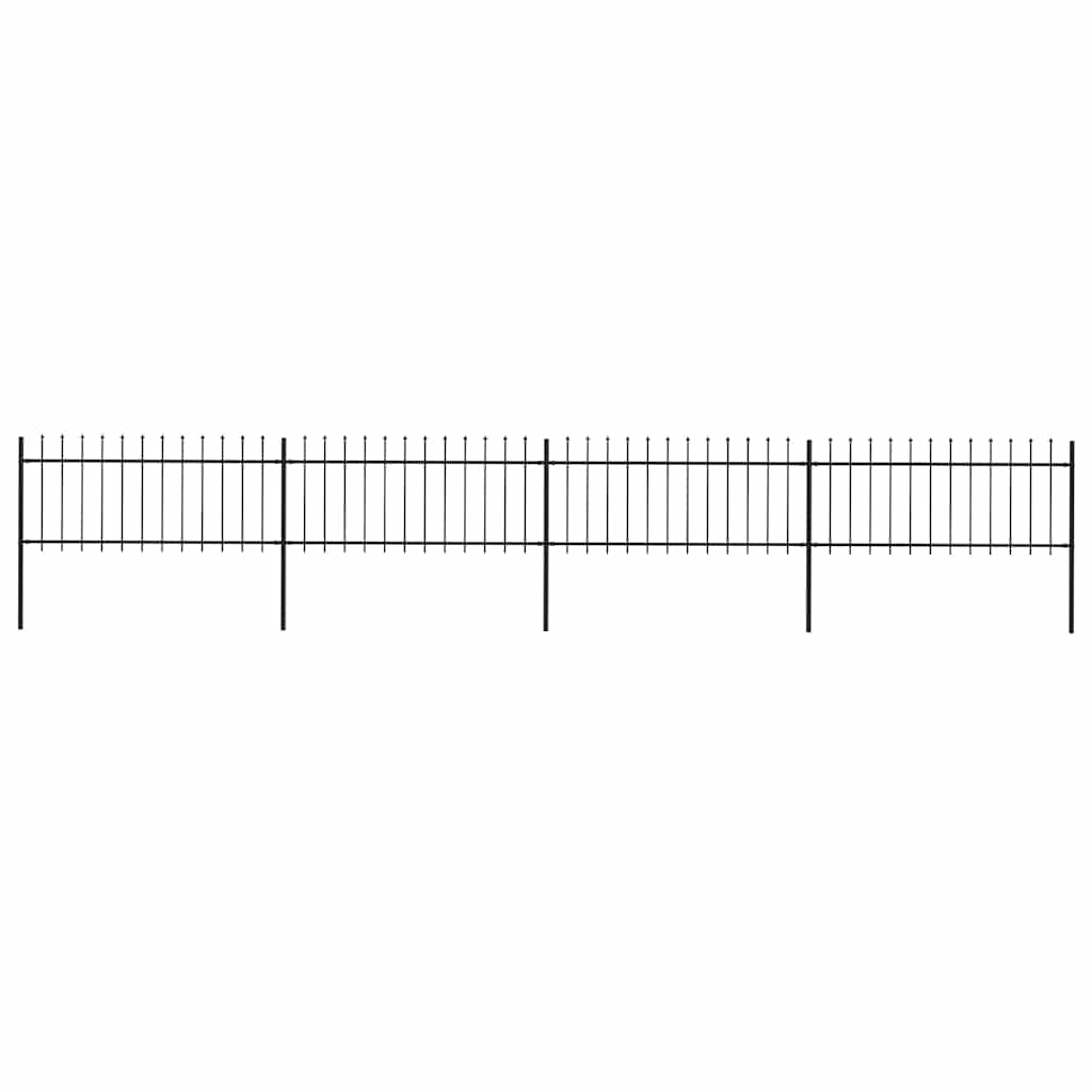 Garden Fence with Spear Top Steel 714.5x80 cm Black