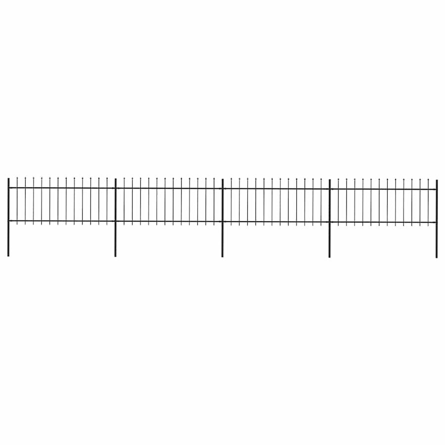Garden Fence with Spear Top Steel 671x80 cm Black