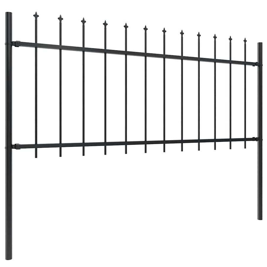 Garden Fence with Spear Top Steel 671x80 cm Black