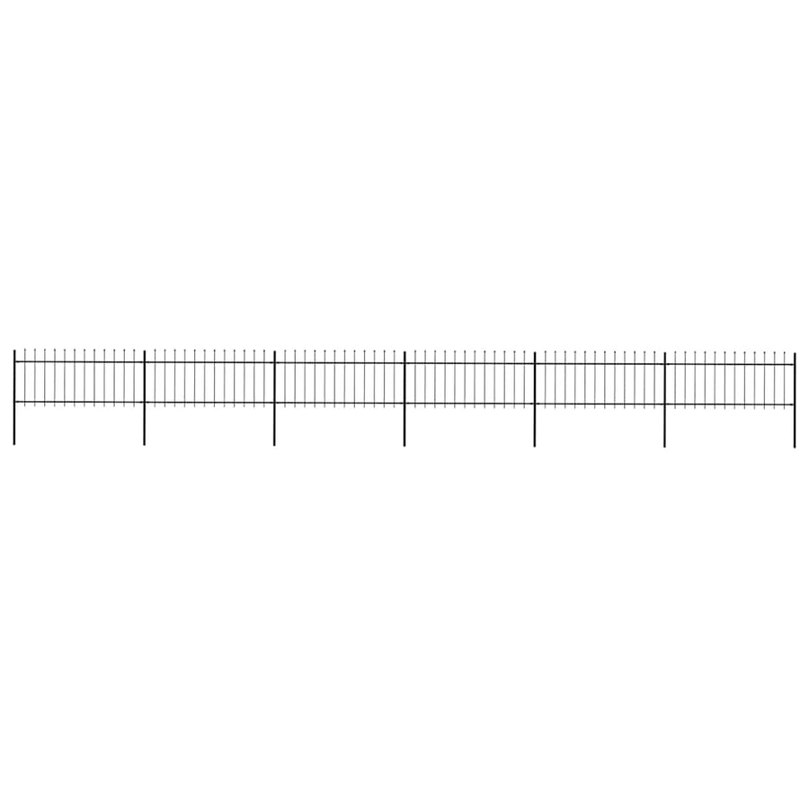 Garden Fence with Spear Top Steel 1005x80 cm Black